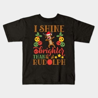 I shine brighter than rudolph funny christmas gift for men women and kids Kids T-Shirt